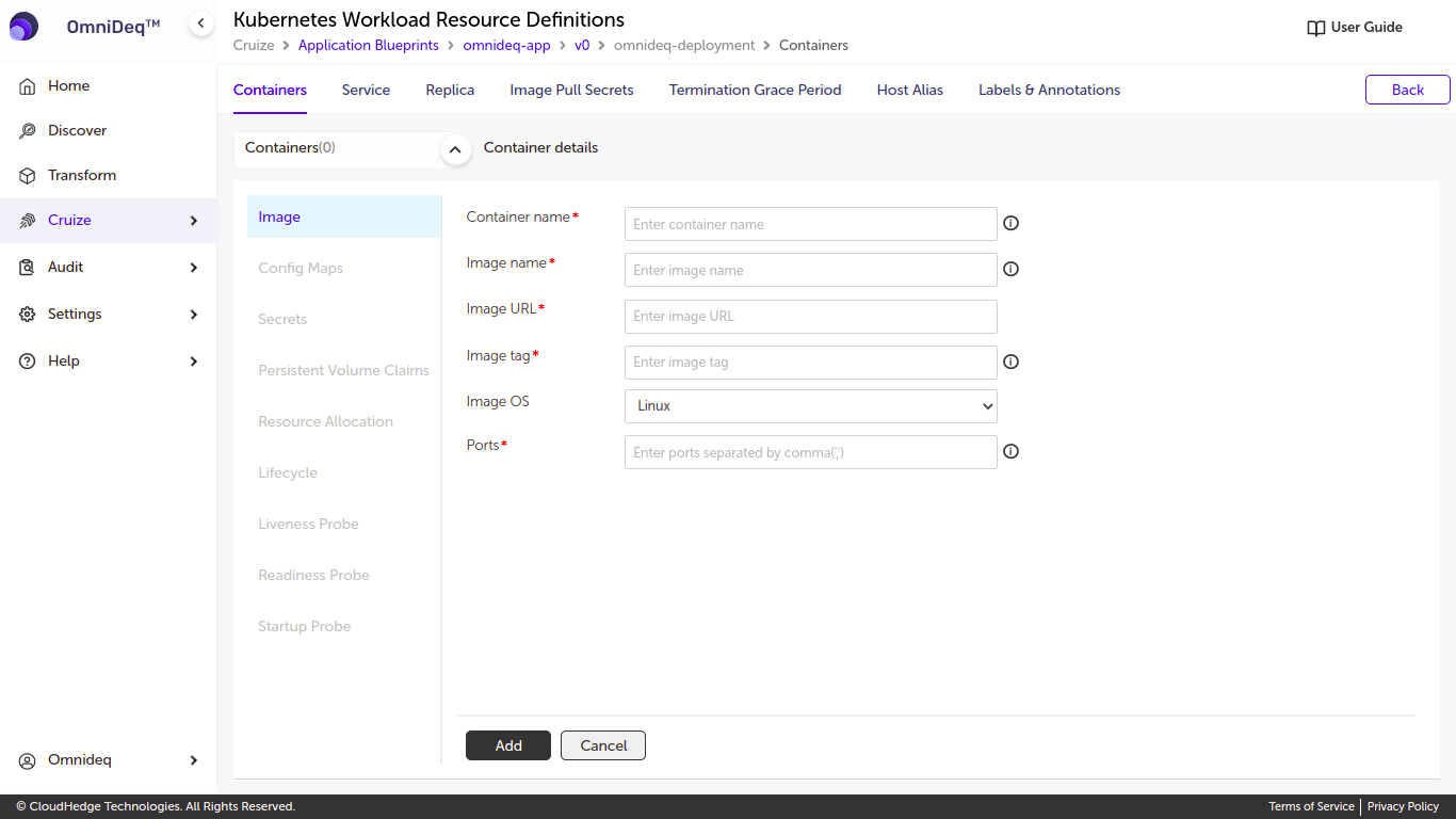 Cruize application blueprint