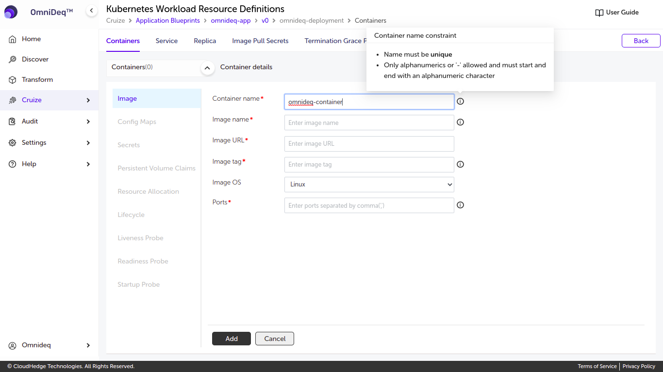 Cruize application blueprint