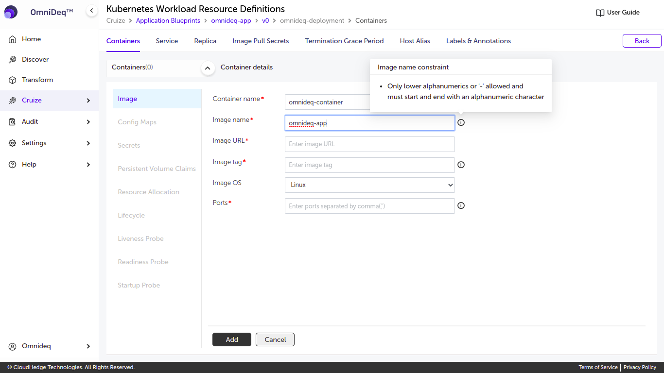 Cruize application blueprint