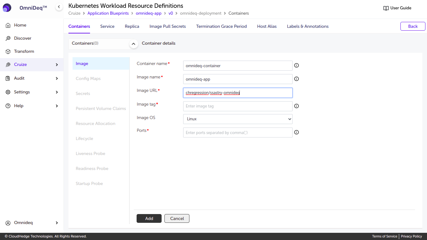 Cruize application blueprint