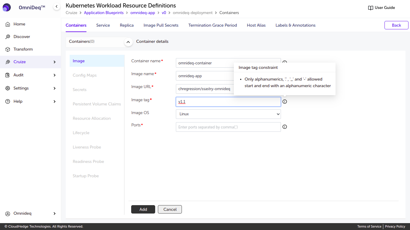 Cruize application blueprint