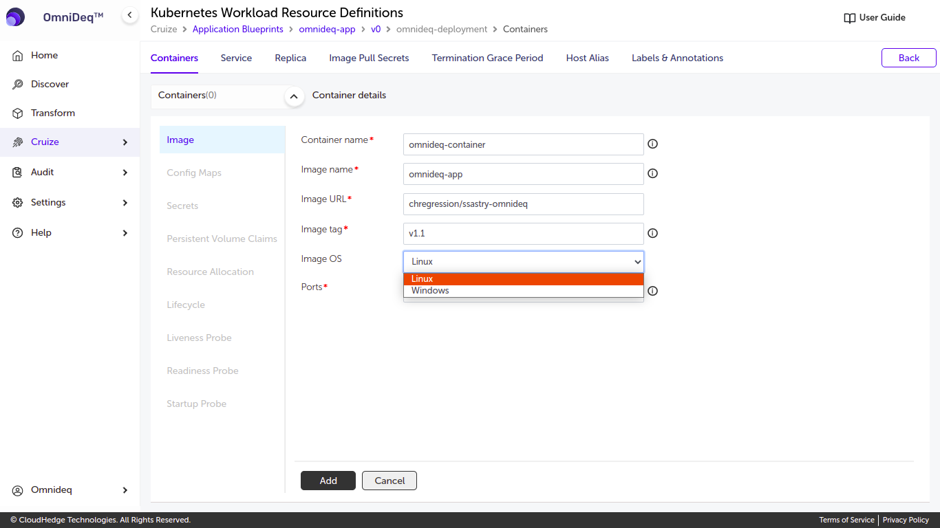 Cruize application blueprint
