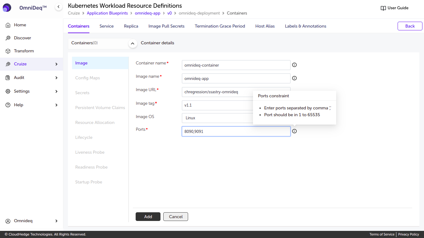 Cruize application blueprint