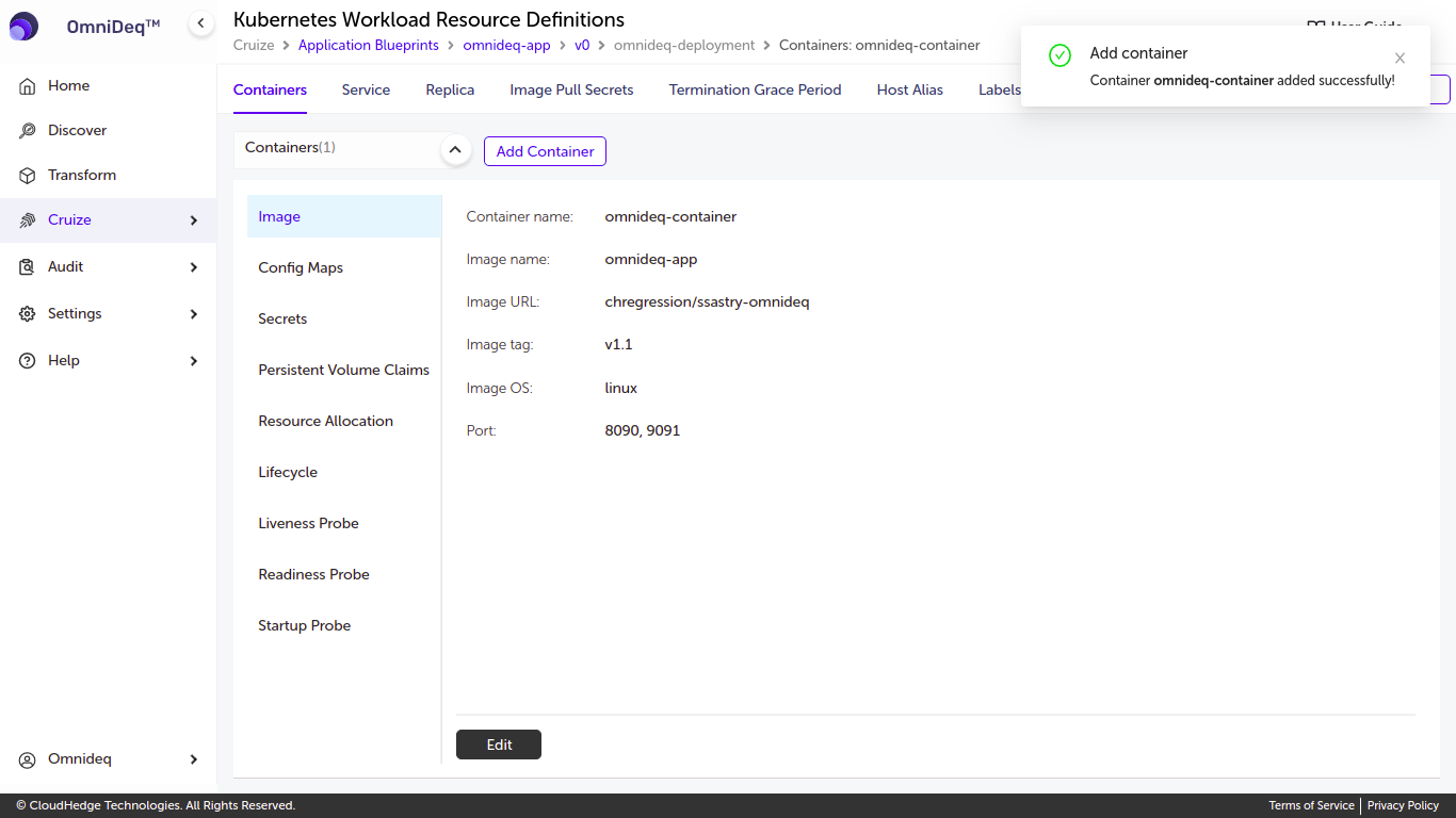 Cruize application blueprint