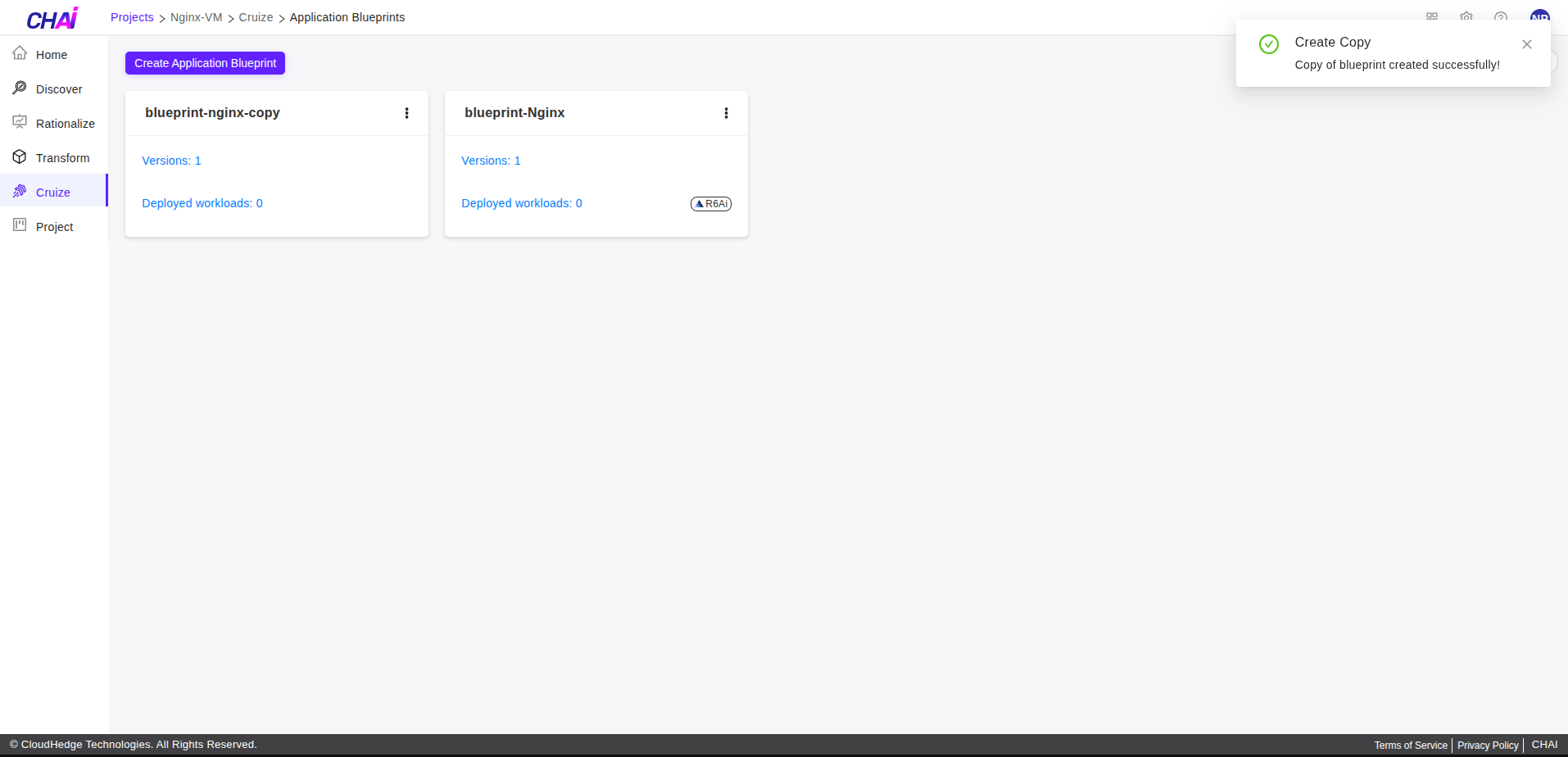 Cruize application blueprint