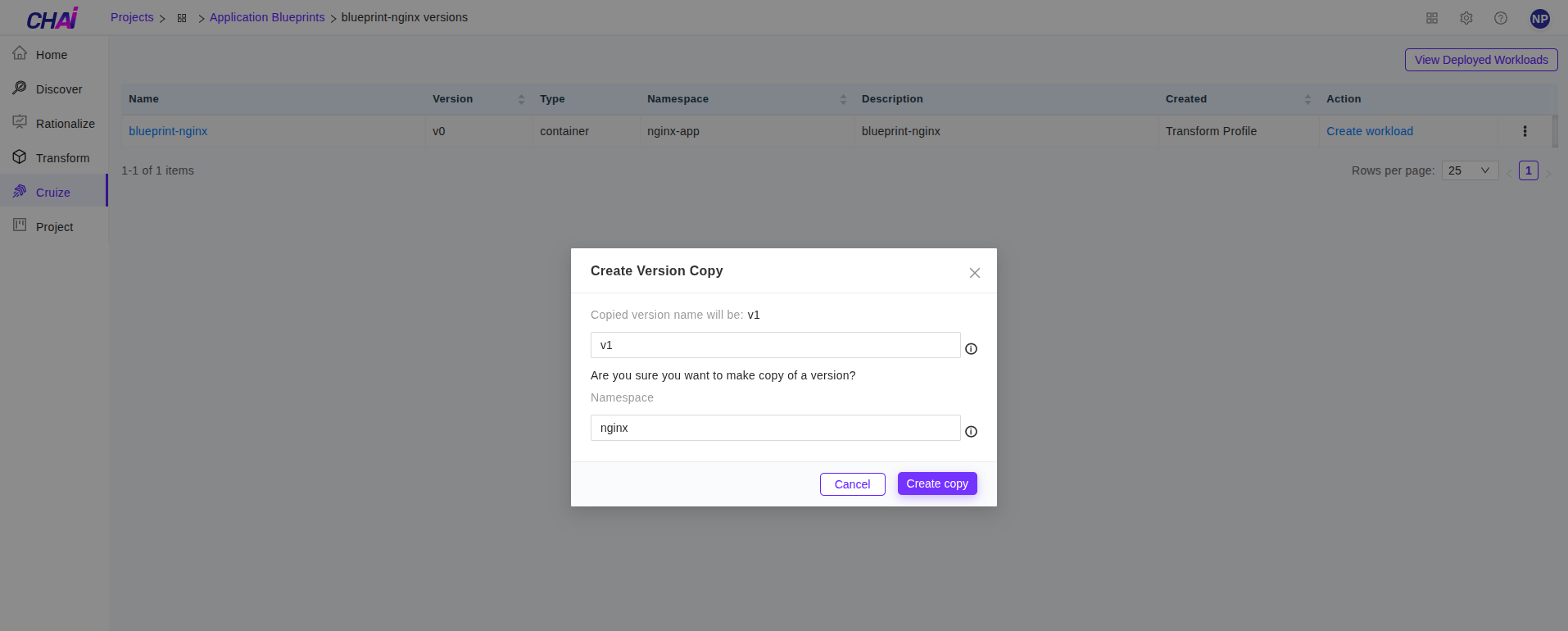 Cruize blueprint versions