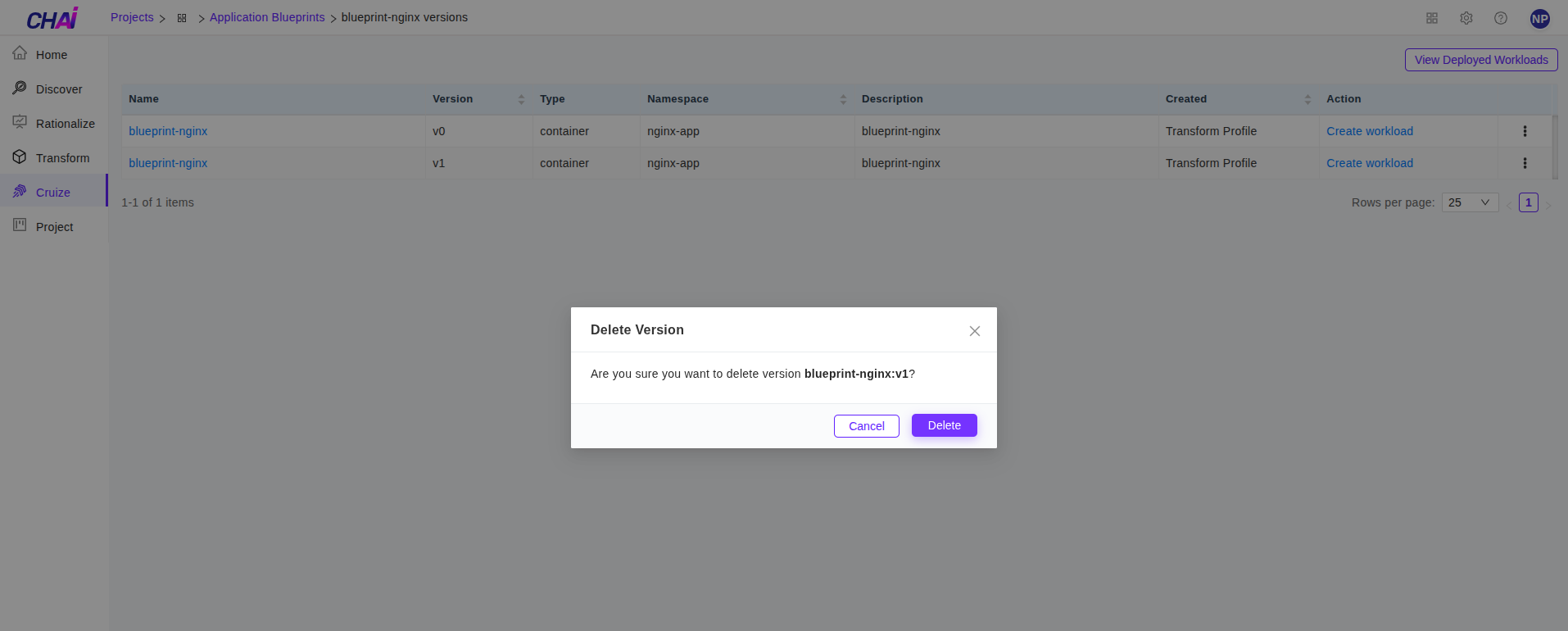Cruize blueprint versions