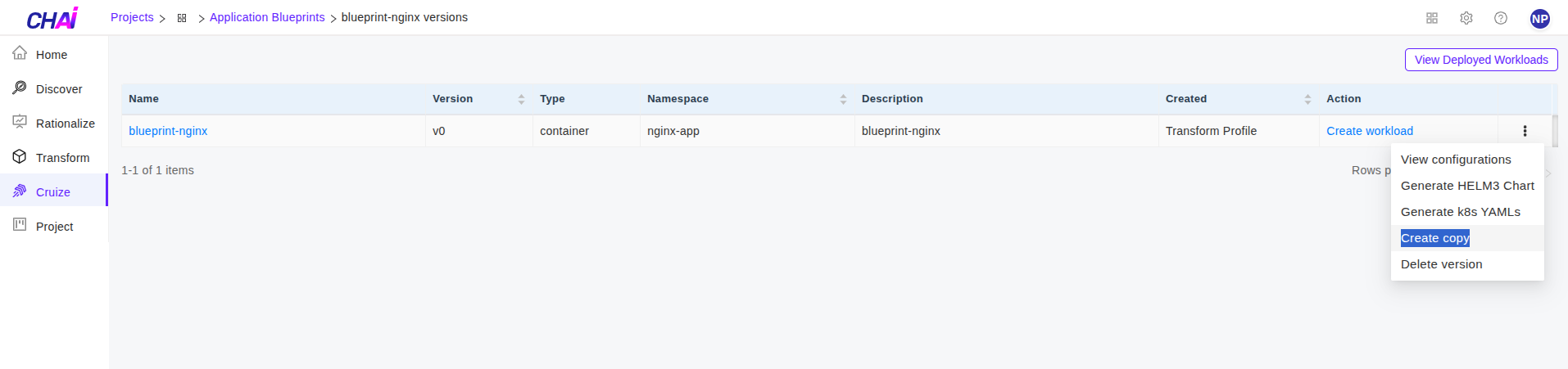 Cruize blueprint versions