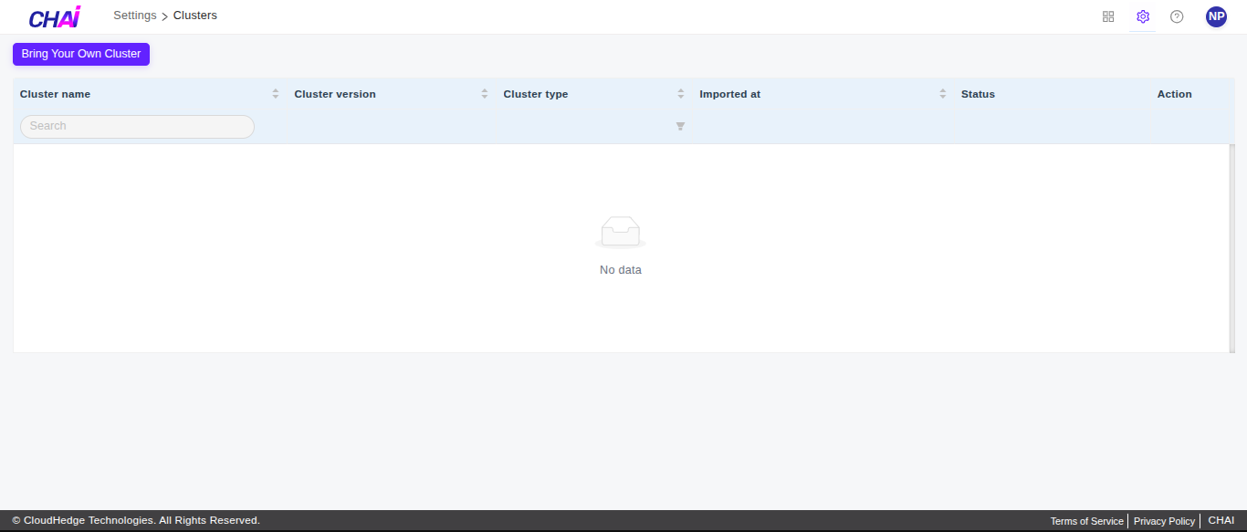 Clusters Page