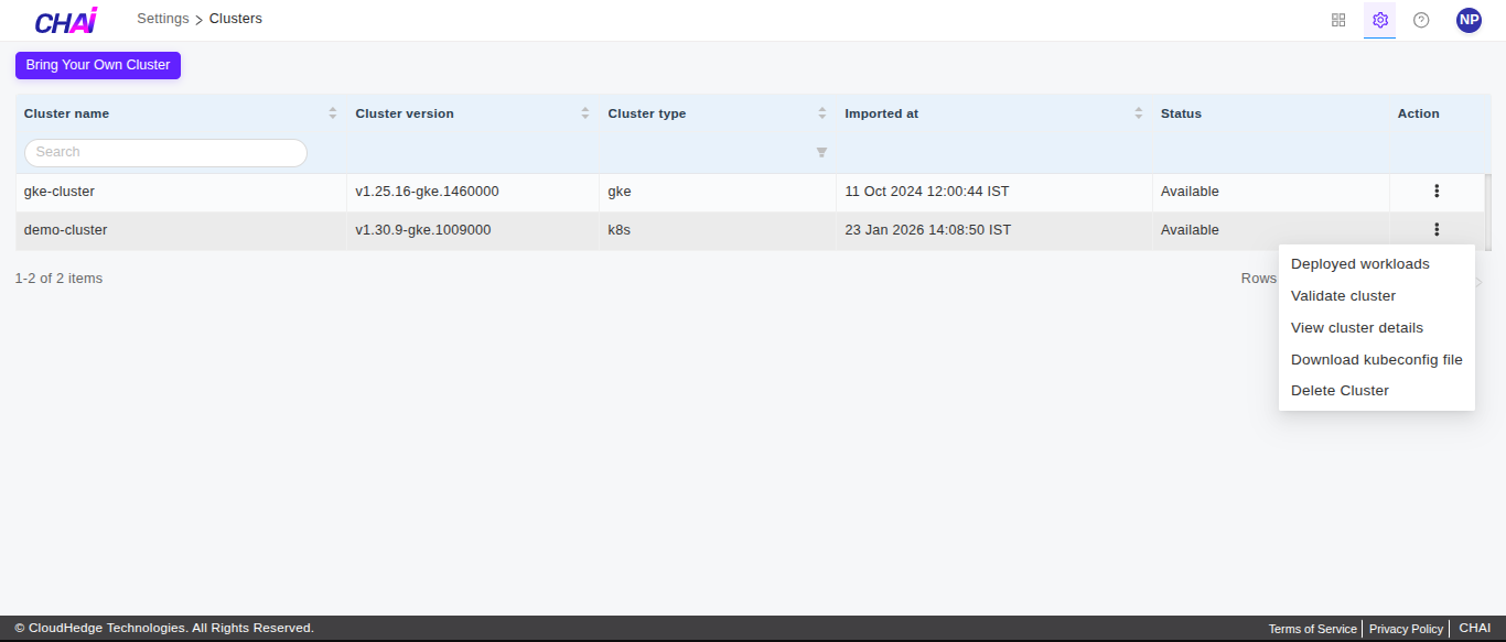 actions-on-clusters