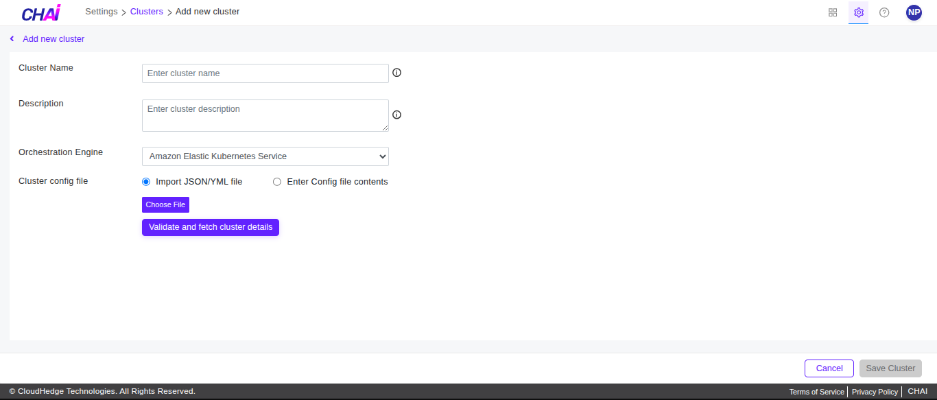 add new cluster