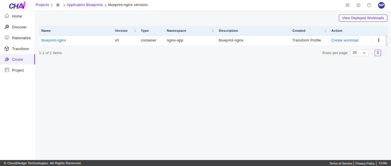 Cruize blueprint versions