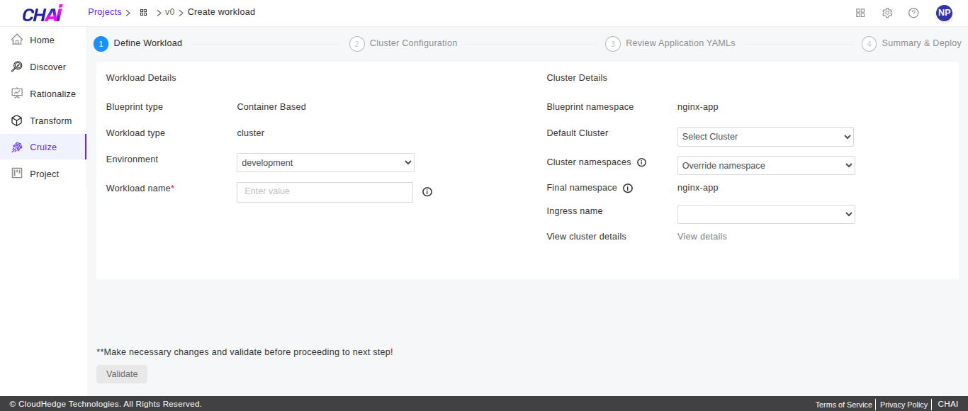 Cruize blueprint versions