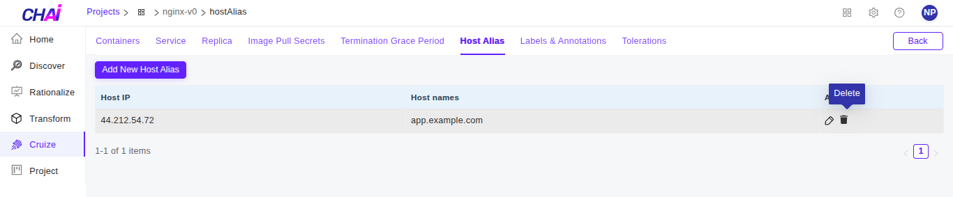 Delete Host Alias