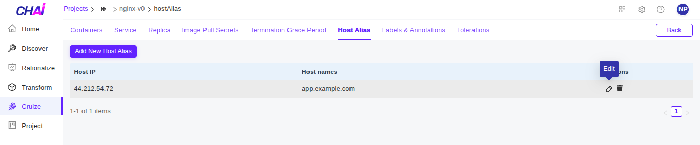 Edit Host Alias