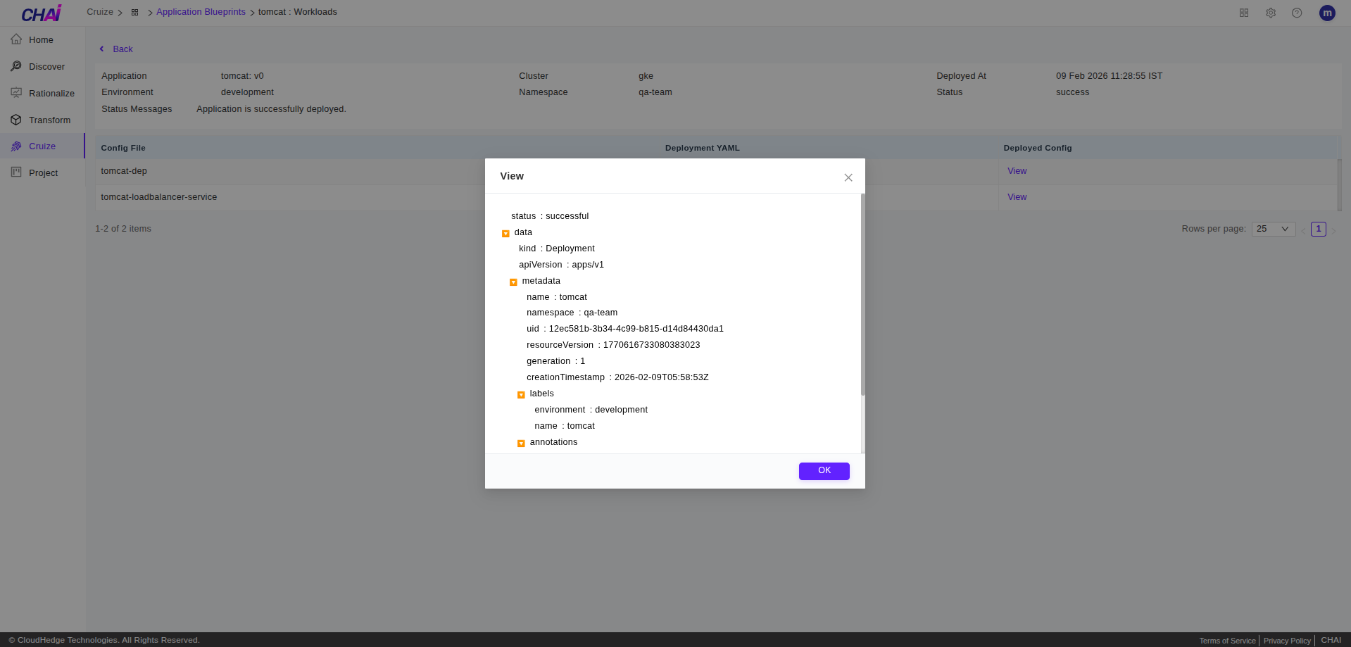 Deployed JSON