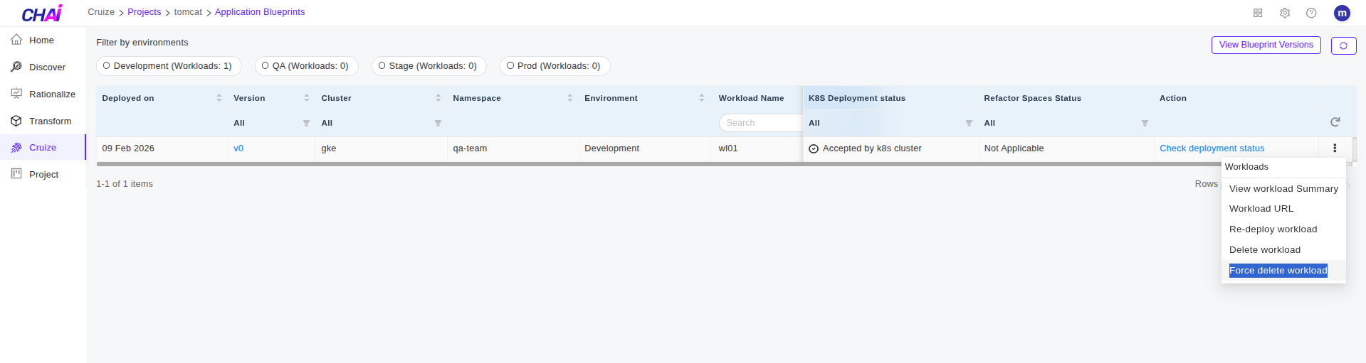 Force Delete Workload