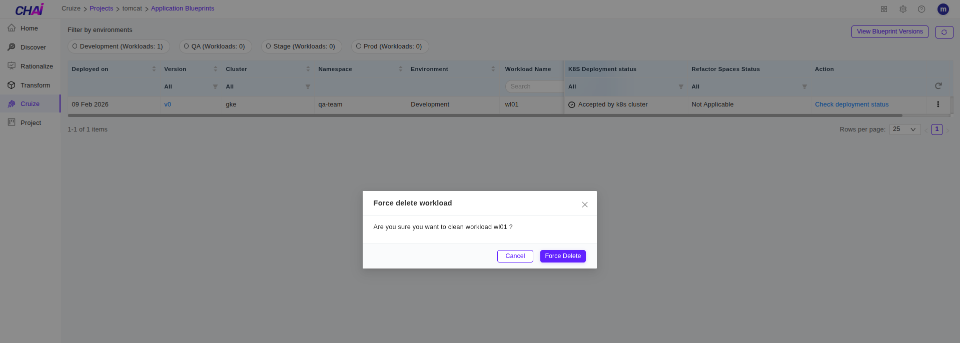 Force Delete Confirmation