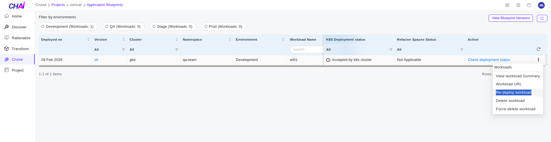 Redeploy Workload