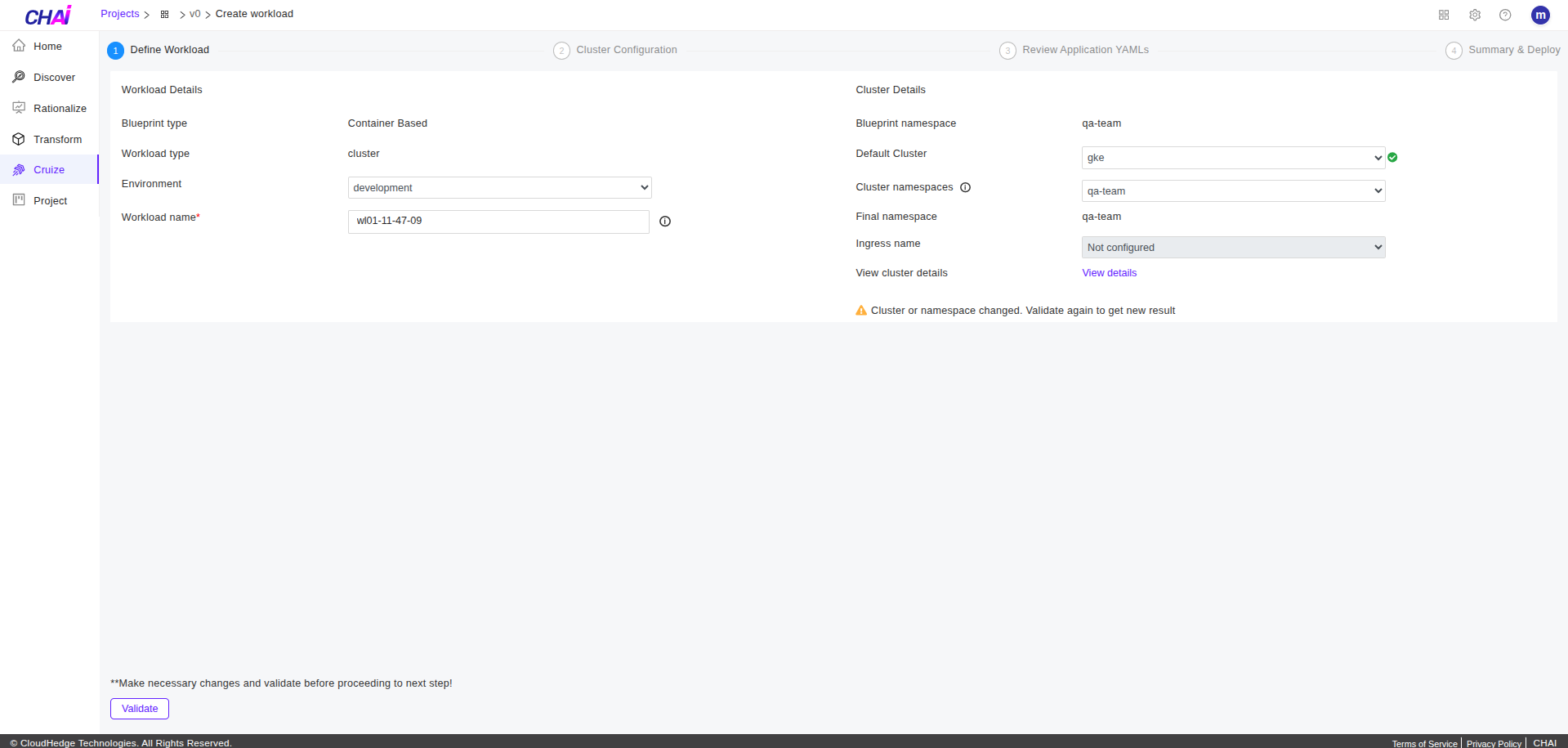 Redeploy Workload Details
