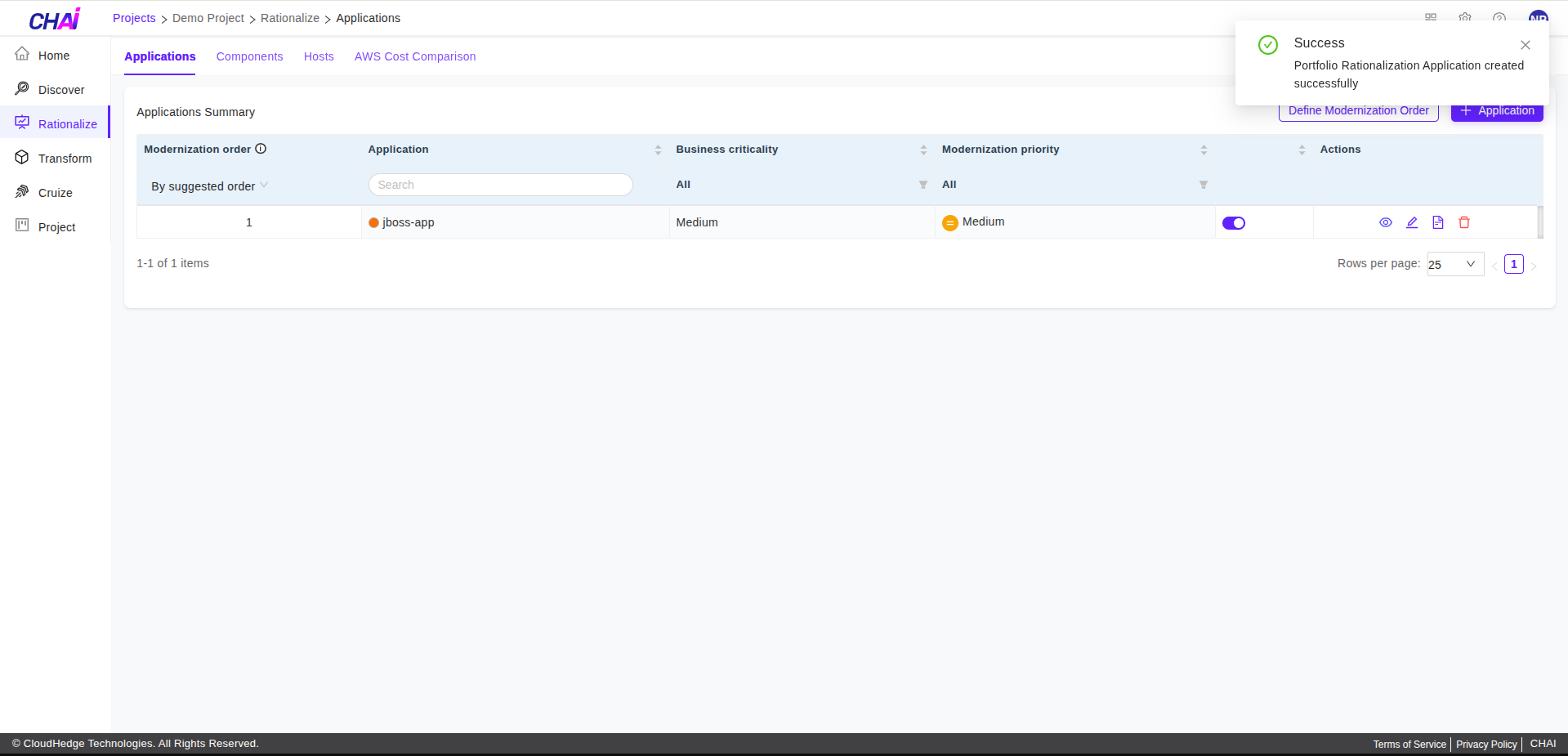 Application Created