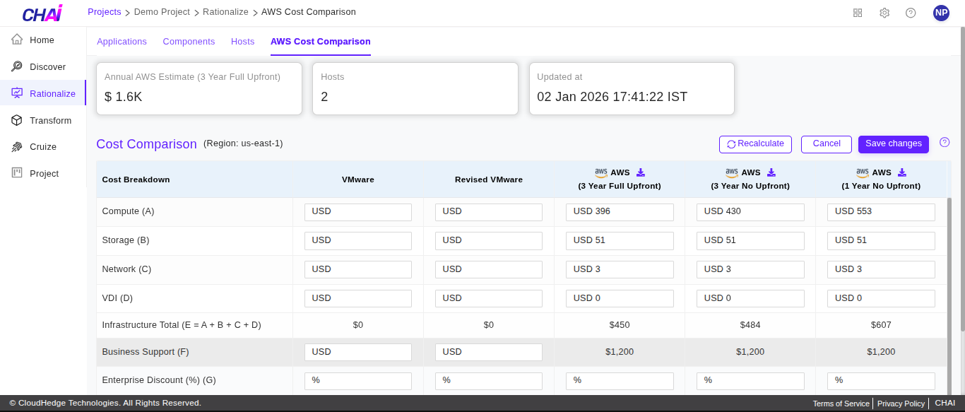 Cost Edit Page