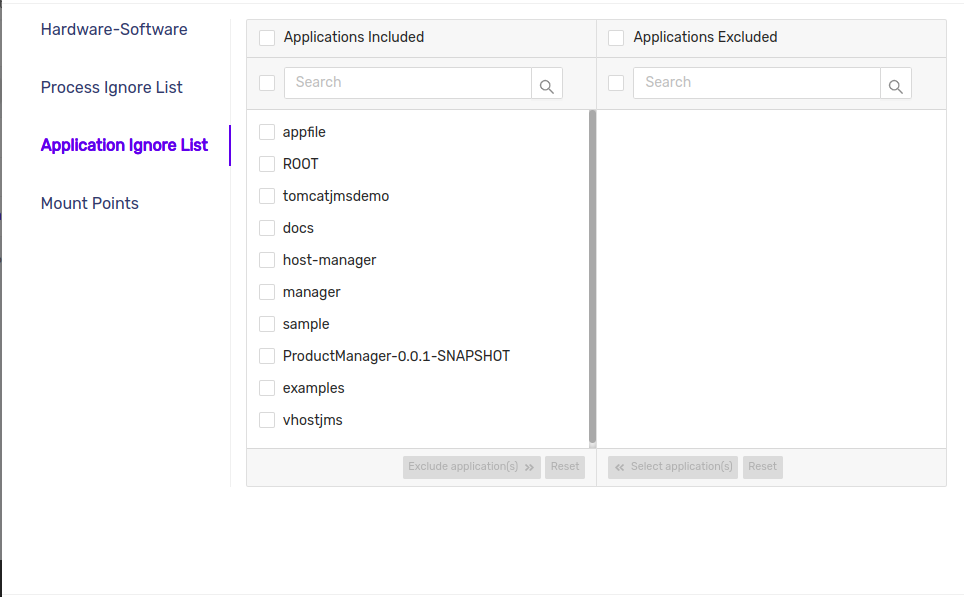 Edit Application Ignore List