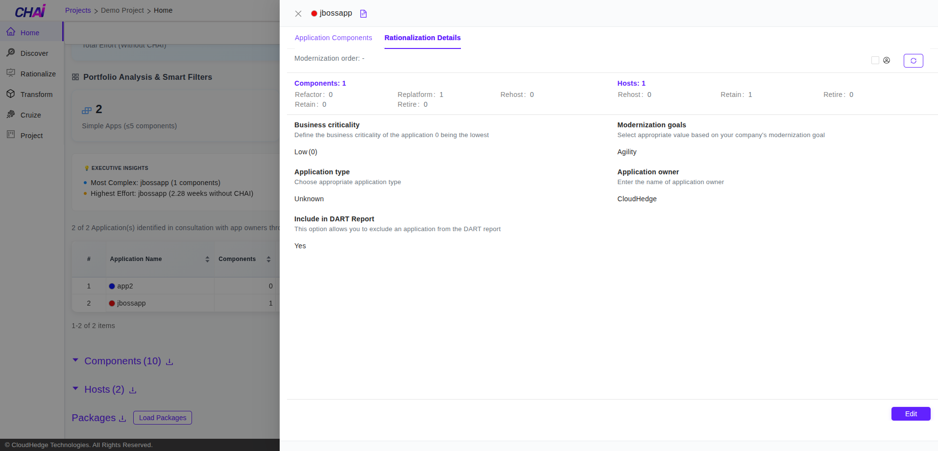 DART Application Rationalization Details