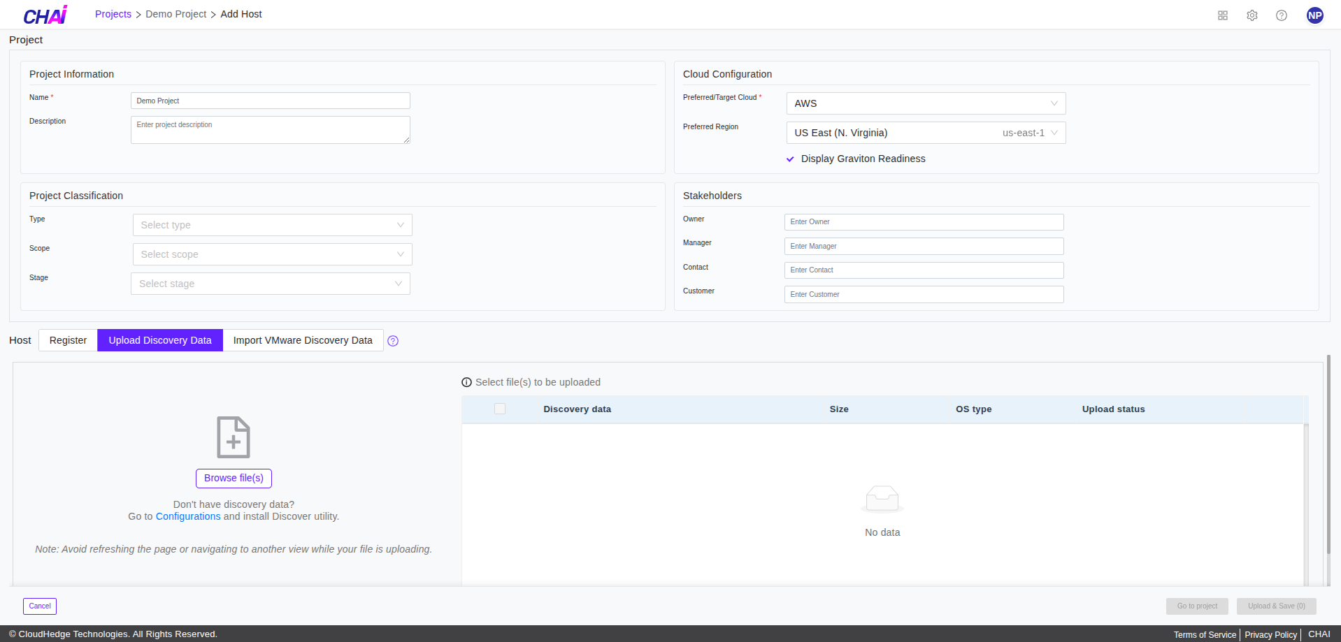Upload Discovery Data