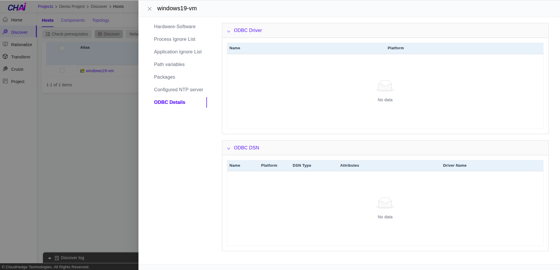 Windows Host ODBC Details