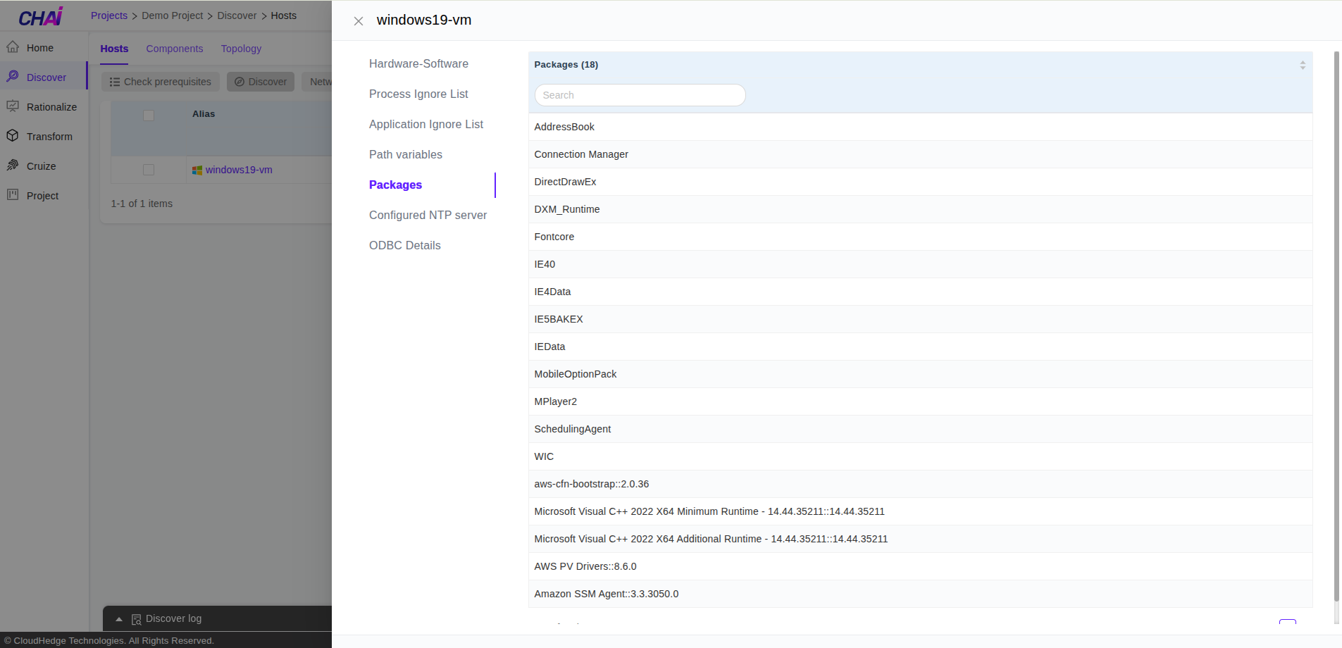 Windows Host Available Packages