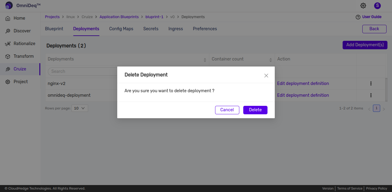Enviroment Deletion Confirm