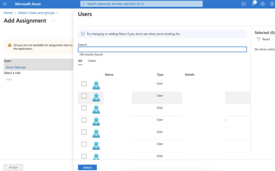 Azure Select User