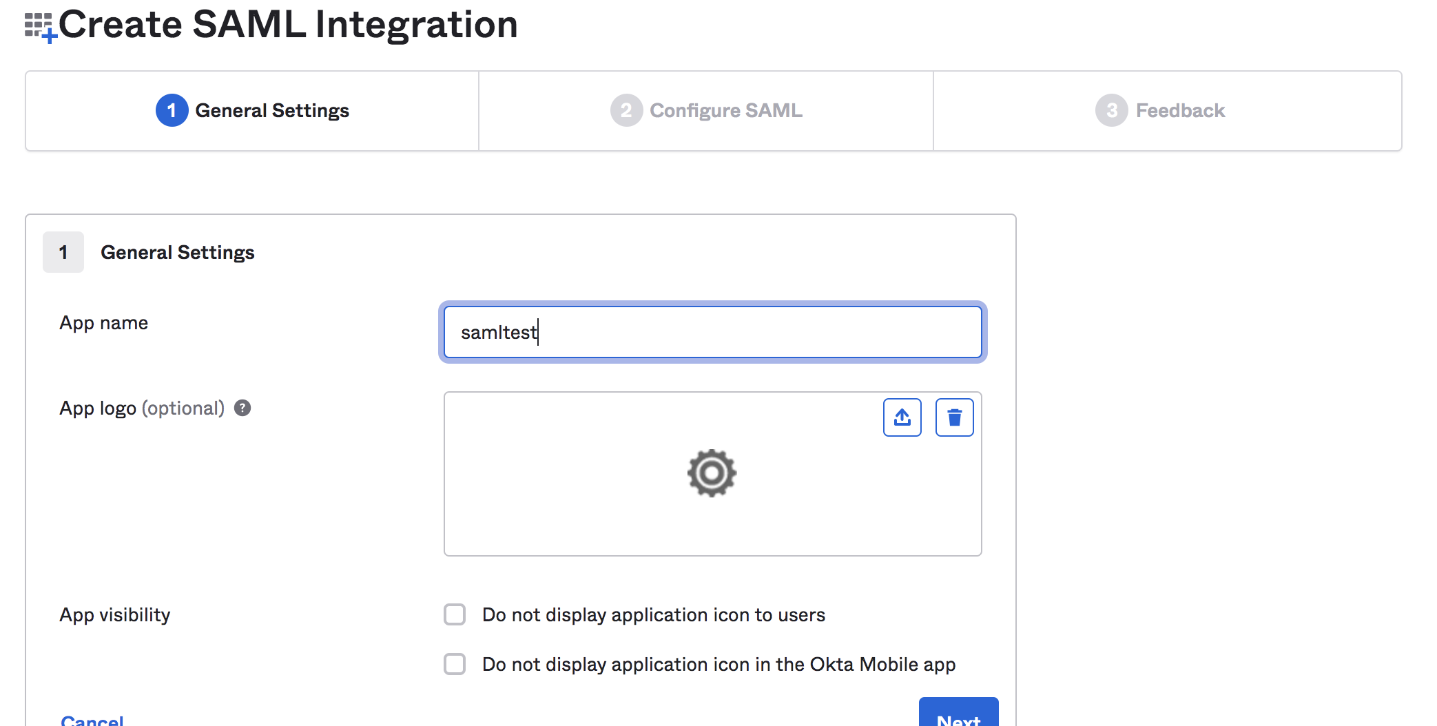 Okta Create SAML App