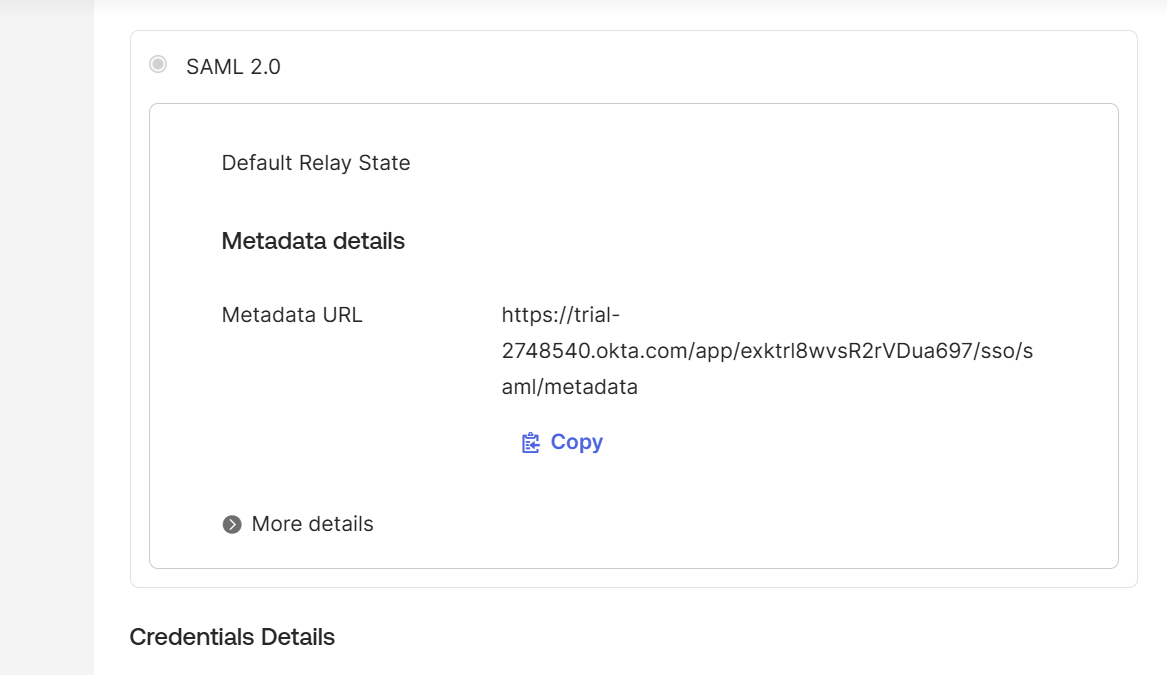 Okta Metadata XML