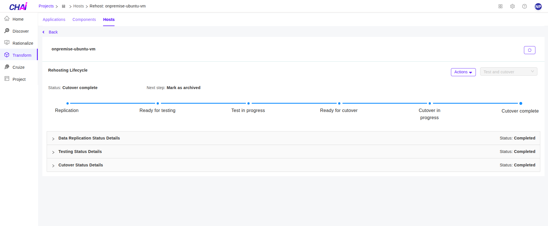 Rehost Completed