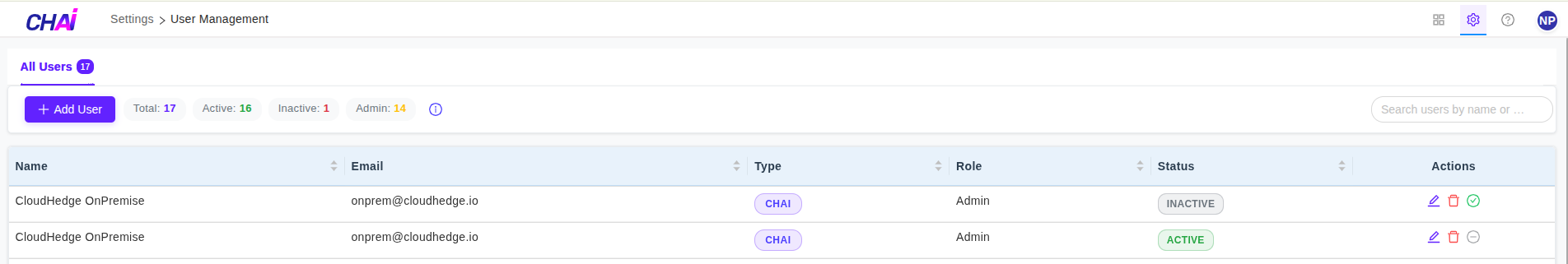 User Menu