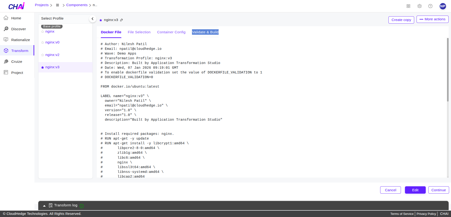 Build Container Image Button