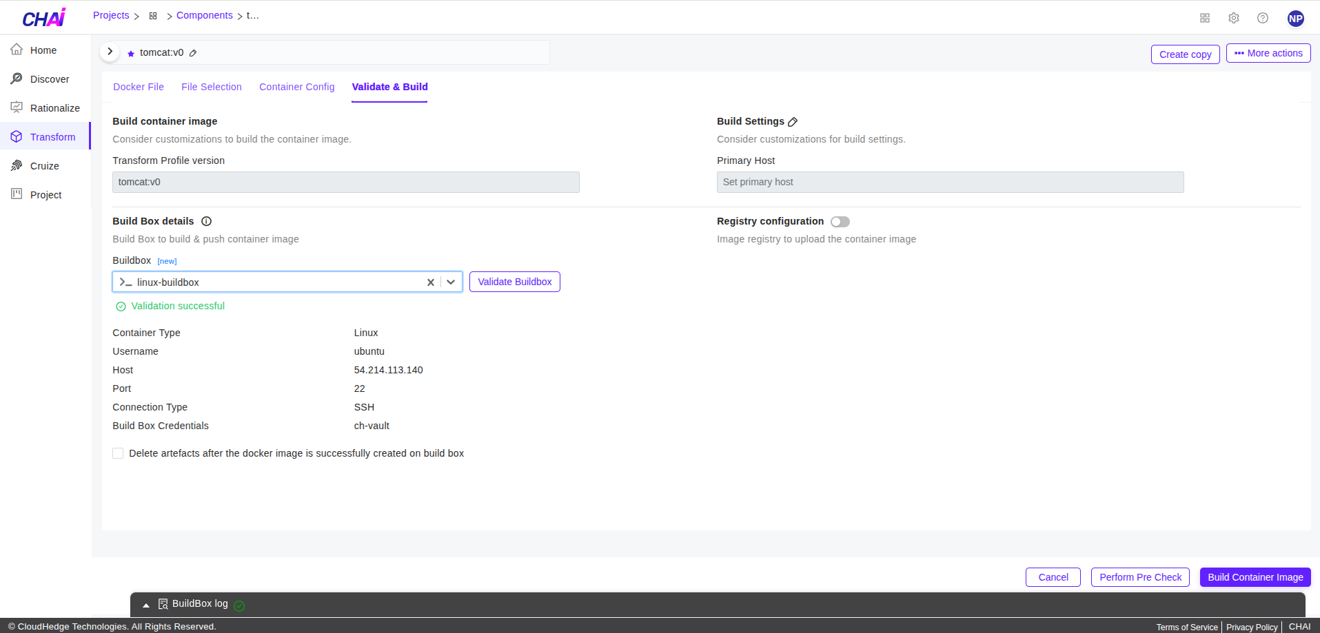 Transform Validate and Build