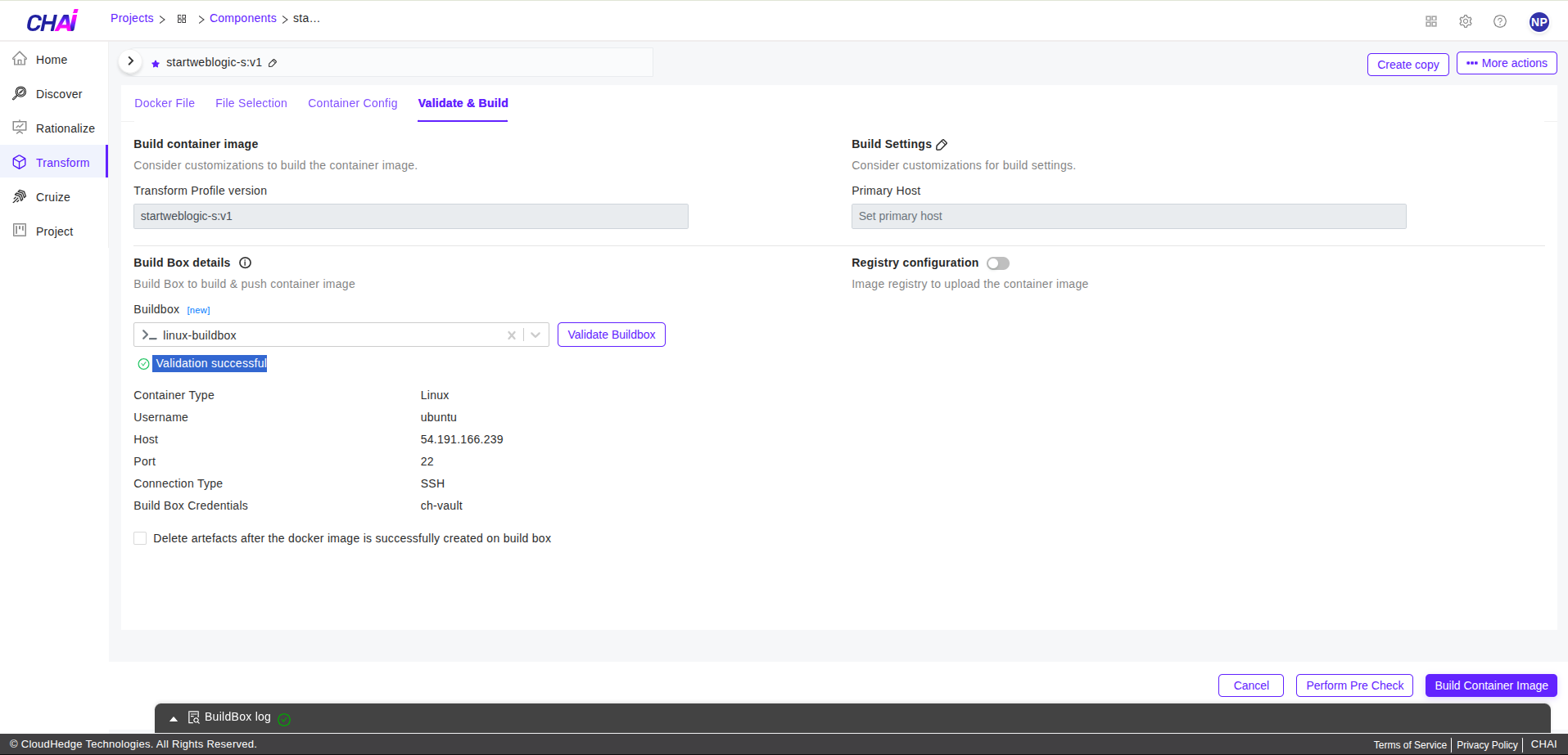 Transform Validate and Build