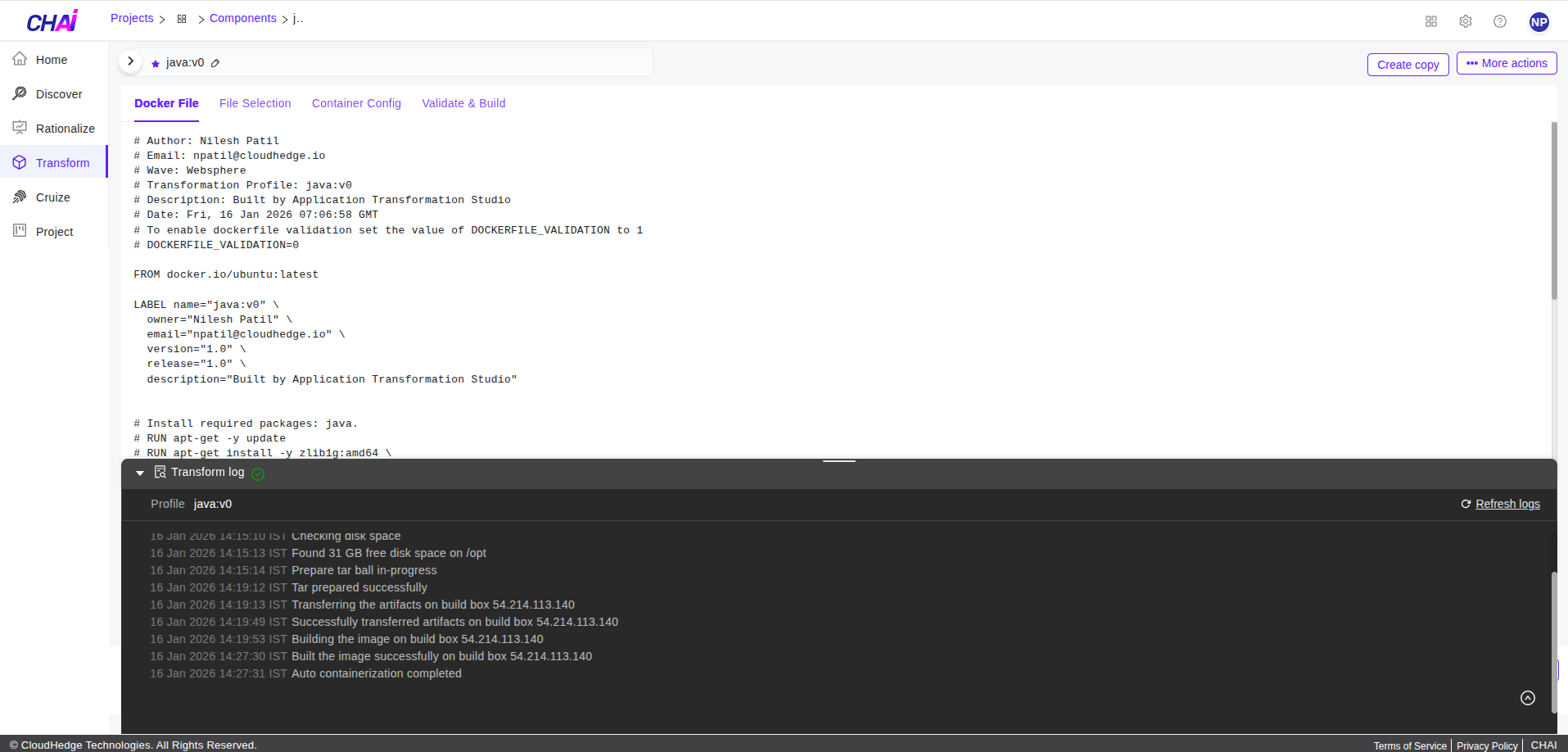 Transform Validate and Build Complete