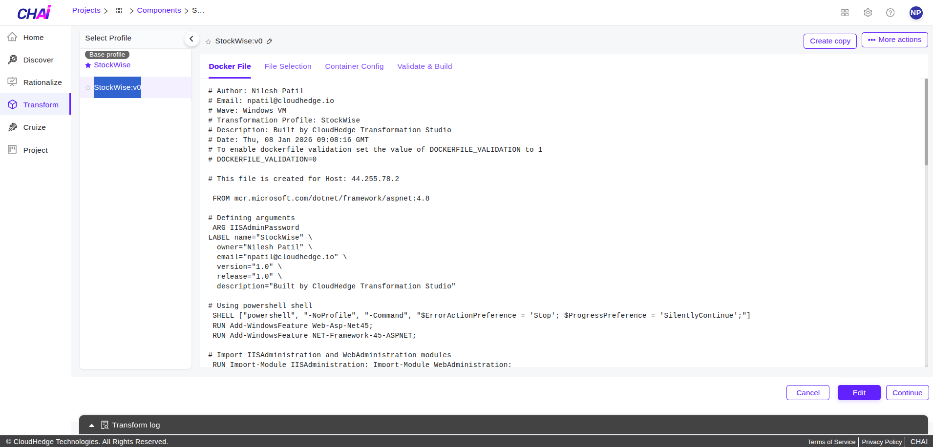 Build Container Image Button
