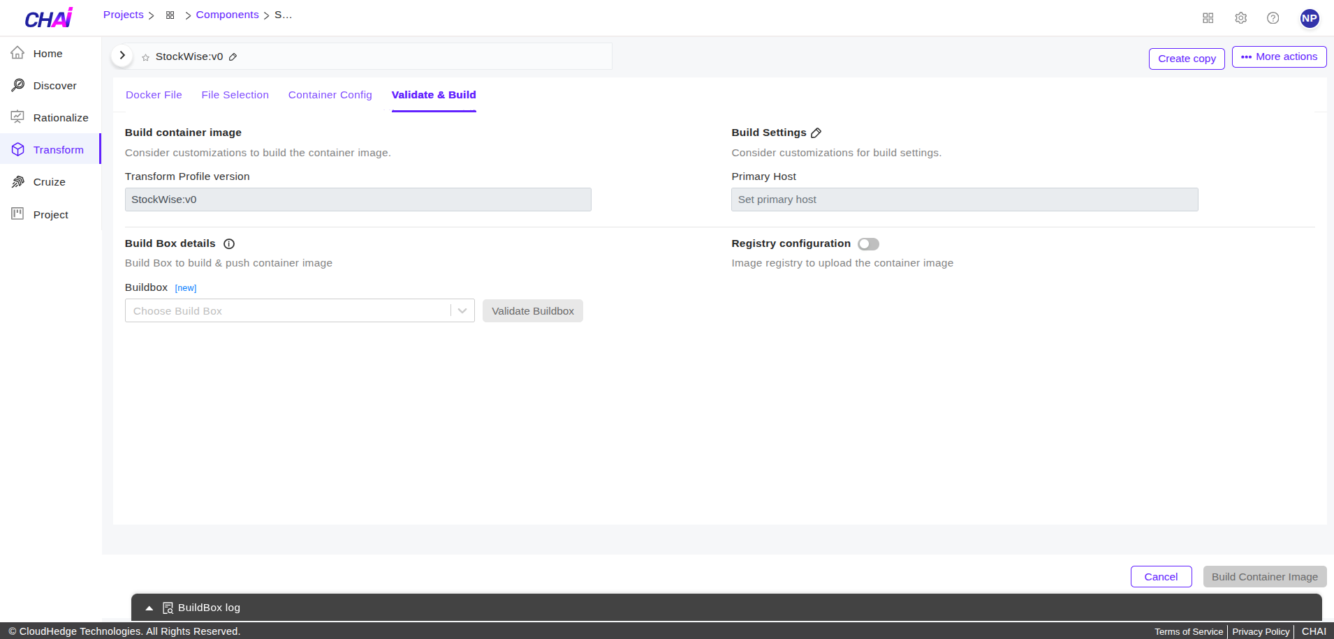 Transform Menu Add Build Box