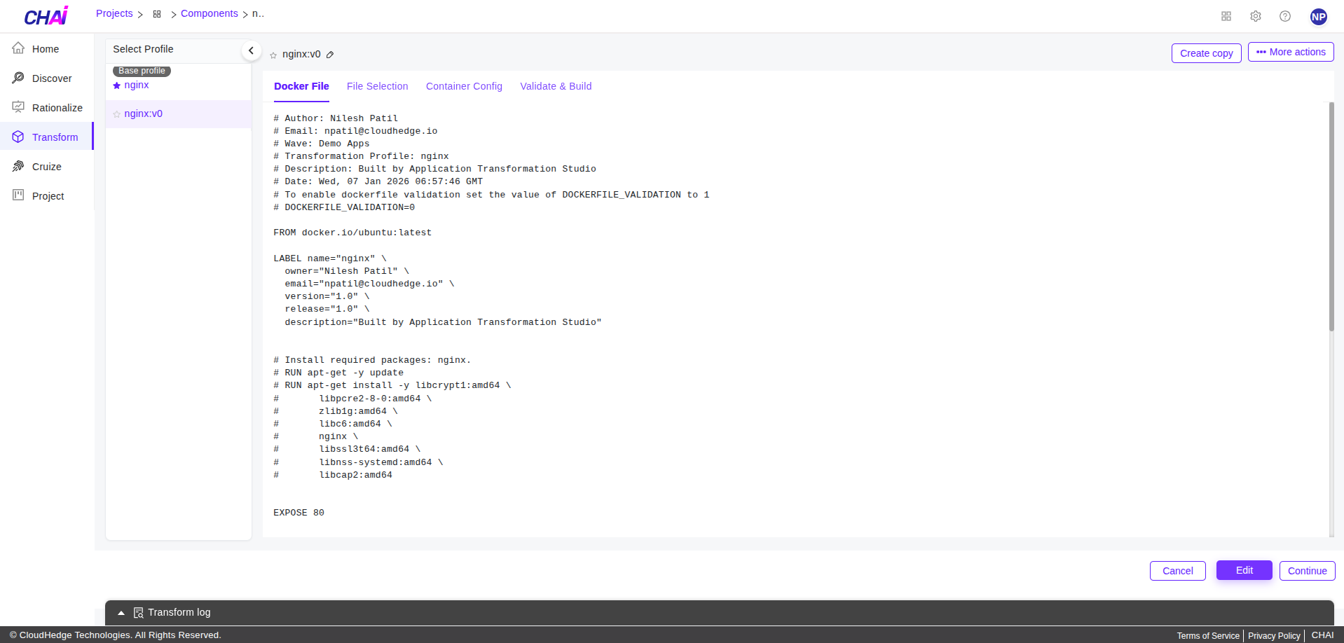 Edit Dockerfile